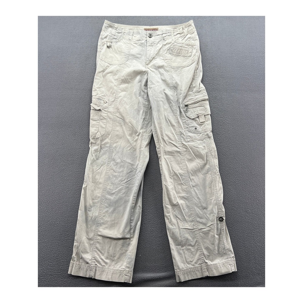 Khakis & Co Cargo Pants Womens 10 Beige Ivory Utility Straight Leg Multi Pocket